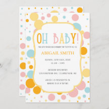 Oh Baby Fun Polka Dots Baby shower Uitnodigen