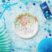 Oh Baby Garden Floral Pink Grey Douche Party Event Papieren Bordje (Feest)