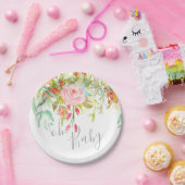 Oh Baby Garden Floral Pink Grey Douche Party Event Papieren Bordje (Feest)
