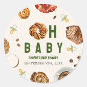 Oh Baby gebak + fopspenen Neutraal Baby shower Ronde Sticker (Voorkant)