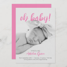 Oh Baby! Geboorteaankondiging in roze
