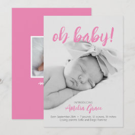 Oh Baby! Geboorteaankondiging in roze Save The Date