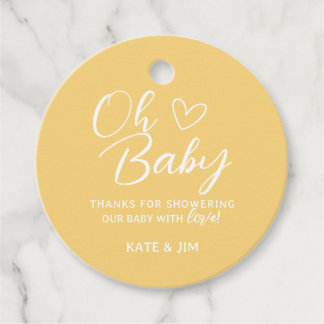 Oh Baby Geel Baby shower Bedankt Bericht Bedankjes Labels