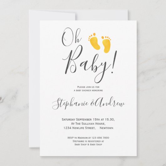 Oh Baby Gele Baby Feet Couples Baby shower Kaart (Voorkant)