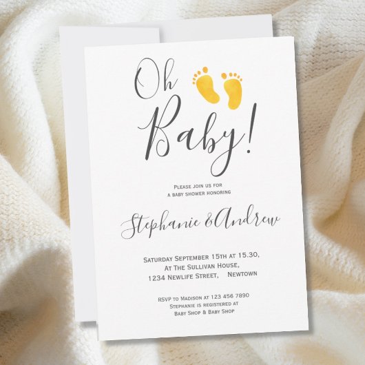 Oh Baby Gele Baby Feet Couples Baby shower Kaart