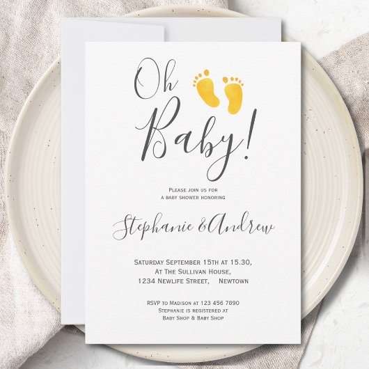 Oh Baby Gele Baby Feet Couples Baby shower Kaart