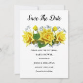"Oh baby" Gele rozen Bloemen Baby shower Save The Date (Voorkant)