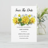 "Oh baby" Gele rozen Bloemen Baby shower Save The Date (Staand voorkant)