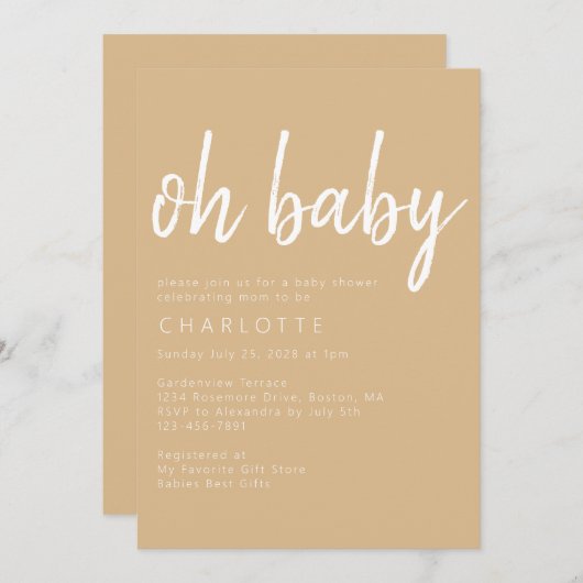 Oh Baby Gender Neutral Boho Baby shower Kaart (Voorkant / Achterkant)