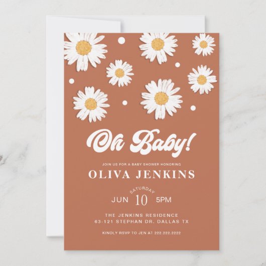 Oh Baby Gender Neutral Daisy Baby shower Kaart (Voorkant)