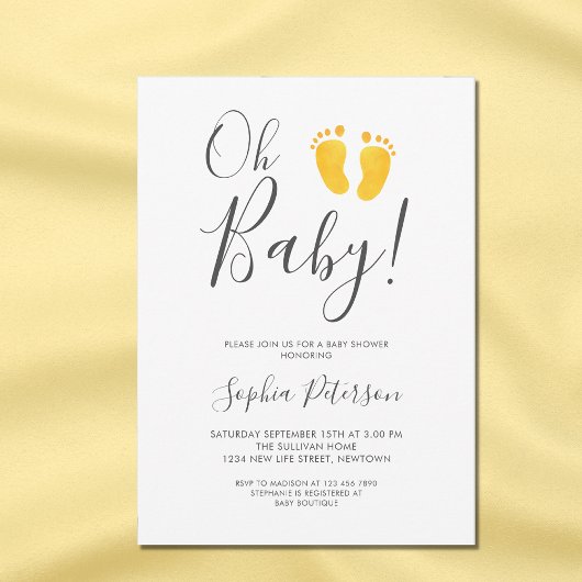 Oh Baby Gender Neutral Yellow Feet Baby shower Kaart