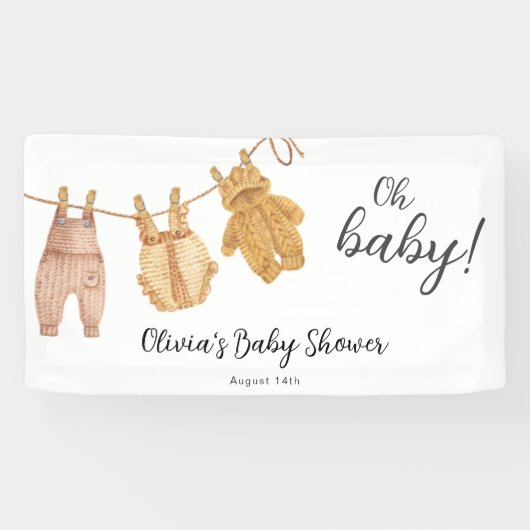 Oh Baby Gender Neutrale Baby shower Banner (Horizontaal)