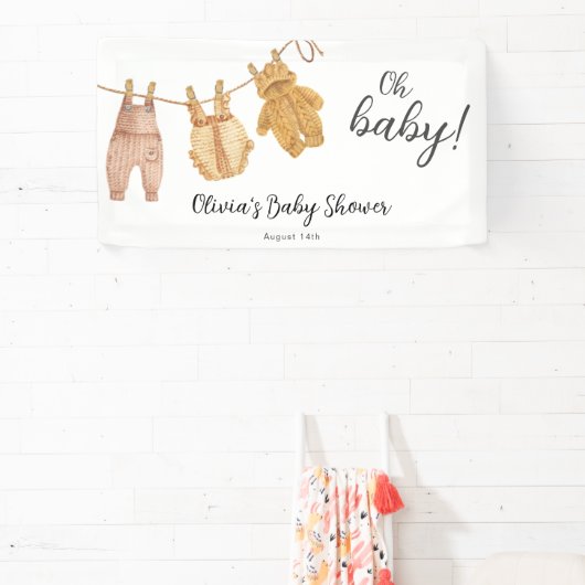 Oh Baby Gender Neutrale Baby shower Banner (Insitu)
