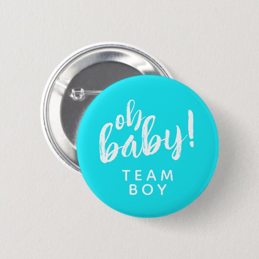 Oh Baby Gender onthulling Team Boy Button (Voorkant /achterkant)