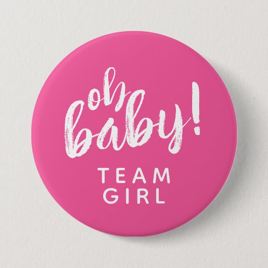 Oh Baby Gender onthulling Team Girl Button (Voorkant)