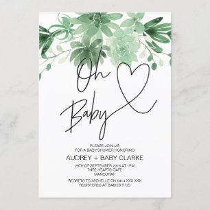 Oh Baby Genderneutraal Baby shower Succulent Kaart
