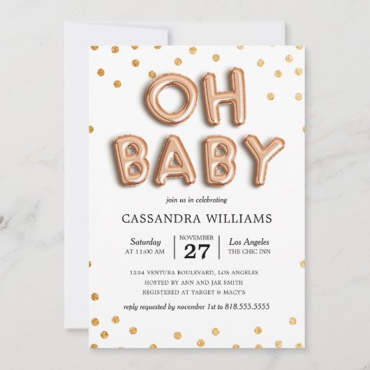 "Oh Baby" Genderneutraal Baby shower Uitnodiging (Voorkant)