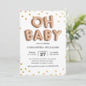 "Oh Baby" Genderneutraal Baby shower Uitnodiging (Staand voorkant)