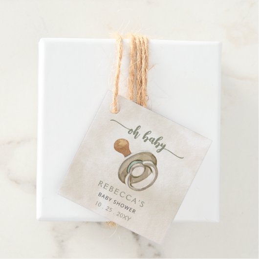 Oh Baby Genderneutraal Boho Baby shower Uitnodigin Bedankjes Labels (In situ)