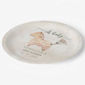 Oh Baby Genderneutraal Boho Baby shower Uitnodigin Papieren Bordje (Gekanteld)