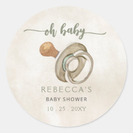 Oh Baby Genderneutraal Boho Baby shower Uitnodigin Ronde Sticker