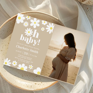 Oh Baby Genderneutraal Daisy Baby shower Foto Kaart