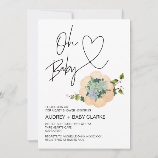 Oh Baby genderneutraal douchen Thanksgiving Herfst Kaart (Voorkant)