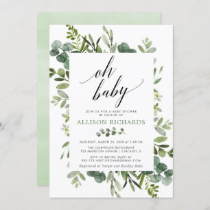 Oh baby Genderneutraal groen baby shower Kaart