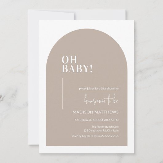 Oh Baby Genderneutraal minimaal Arch Baby shower Kaart (Voorkant)