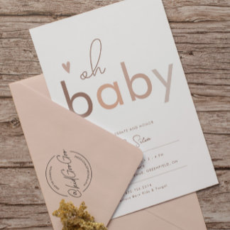 Oh Baby Genderneutraal modern Baby shower Kaart