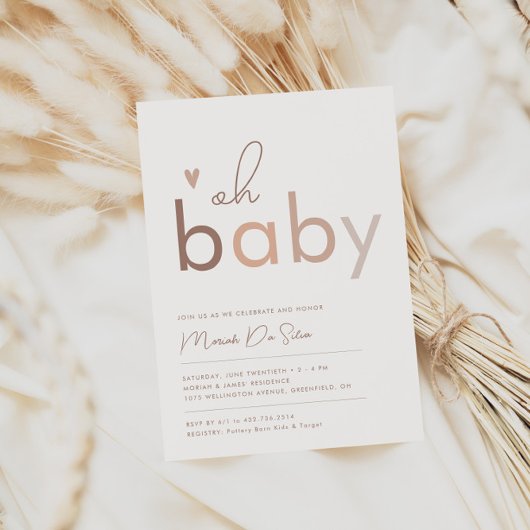 Oh Baby Genderneutraal modern Baby shower Kaart