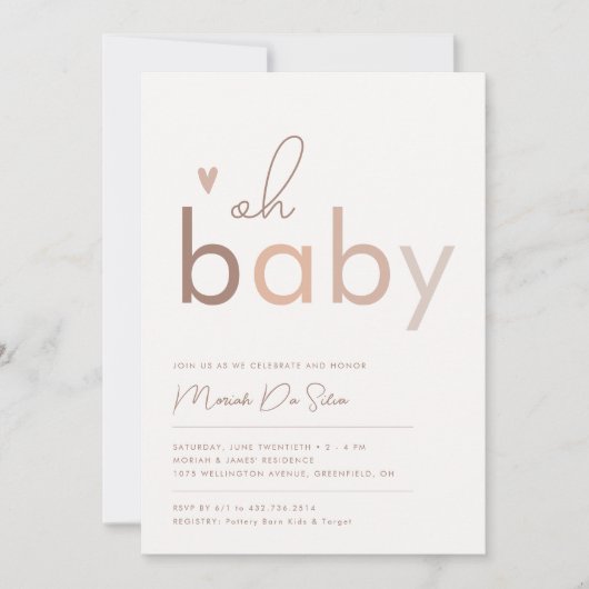 Oh Baby Genderneutraal modern Baby shower Kaart (Voorkant)