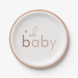 Oh Baby Genderneutraal modern Baby shower Papieren Bordje