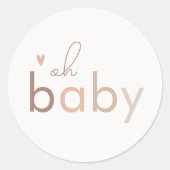 Oh Baby Genderneutraal modern Baby shower Ronde Sticker (Voorkant)