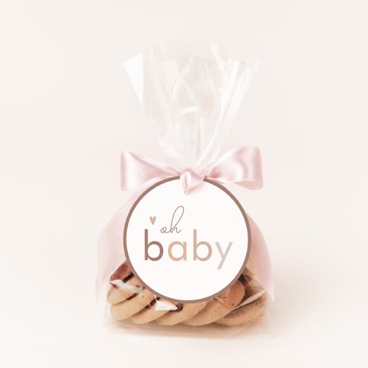 Oh Baby Genderneutraal modern Baby shower Ronde Sticker