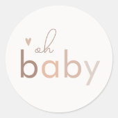 Oh Baby Genderneutraal modern Baby shower Ronde Sticker (Voorkant)