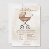 Oh Baby Genderneutraal Pram Boho Baby shower Kaart (Voorkant)