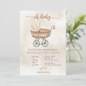 Oh Baby Genderneutraal Pram Boho Baby shower Kaart (Staand voorkant)