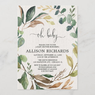 Oh baby Genderneutraal roodbos baby shower Kaart