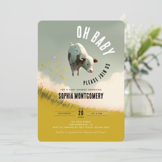 Oh Baby Genderneutrale Baby shower Uitnodiging (Staand voorkant)