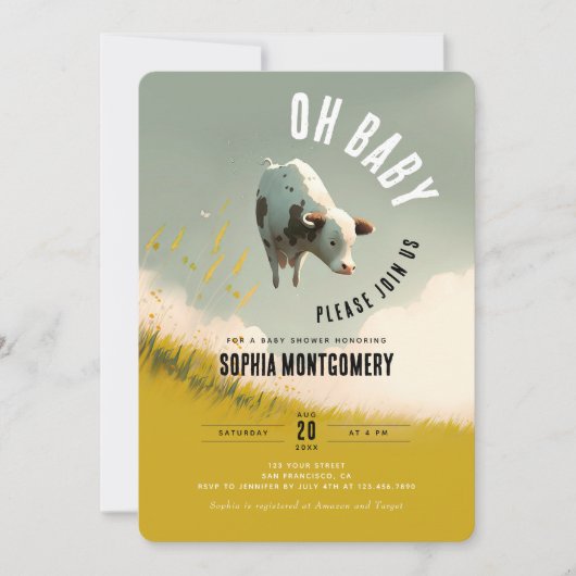 Oh Baby Genderneutrale Baby shower Uitnodiging (Voorkant)