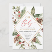 Oh Baby genderneutrale rustieke winter baby shower Kaart (Voorkant)