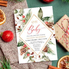 Oh Baby genderneutrale rustieke winter baby shower Kaart