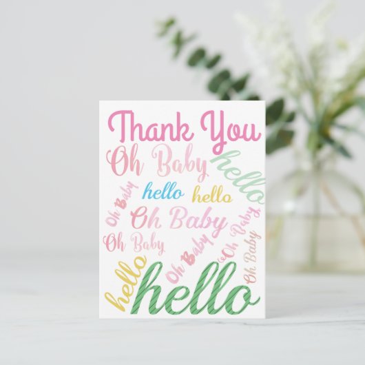 Oh Baby Gepersonaliseerd roze meisje Briefkaart (Staand voorkant)