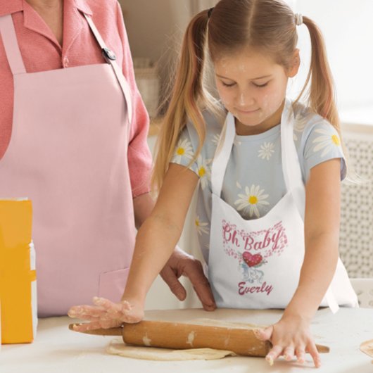 Oh Baby Gepersonaliseerd roze meisje Kinder Schort