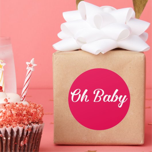 Oh Baby Gepersonaliseerd roze meisje Ronde Sticker (Feest)
