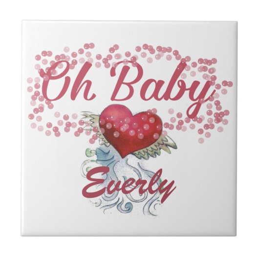 Oh Baby Gepersonaliseerd roze meisje Tegeltje (Voorkant)