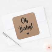 Oh Baby Gift Label, Baby shower Labels, Kraft Vierkante Sticker (Envelop)