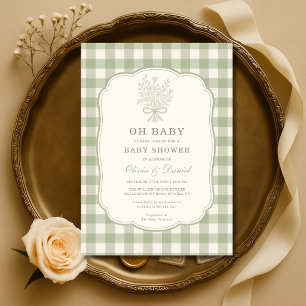 Oh Baby Gingham Couples Baby Shower Kaart