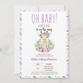 Oh Baby Giraffe A Wild One Safari Animal Floral Kaart (Voorkant)